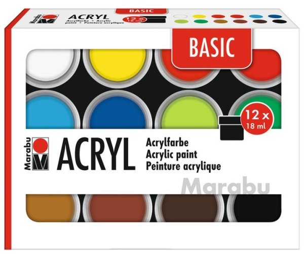 Marabu Zestaw akrylowy Basic 12 x 18ml