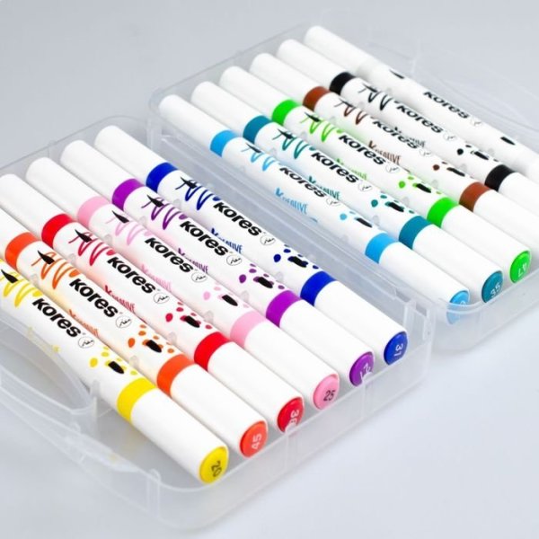 Kores Akrylové popisovače Kreative Marker, set 12 barev v přenosném plastovém pouzdře