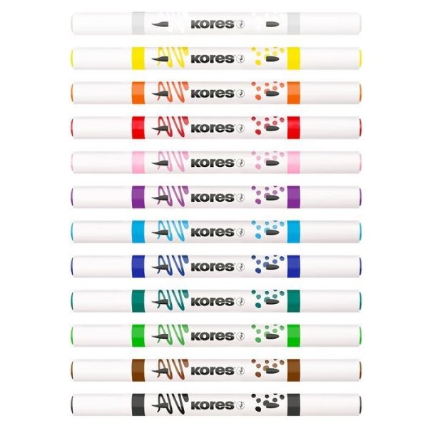 Kores Akrylové popisovače Kreative Marker, set 12 barev v přenosném plastovém pouzdře