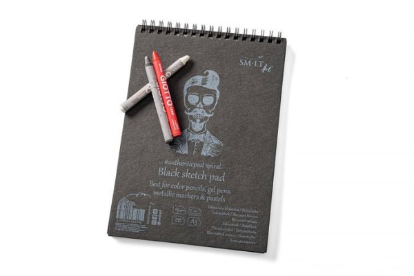 SMLT art Blok Authentic, černý, A5, 20 listů, 170g/m2, spirála