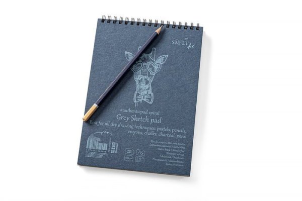 SMLT art Blok Authentic, šedý, A5, 20 listů, 180g/m2, spirála