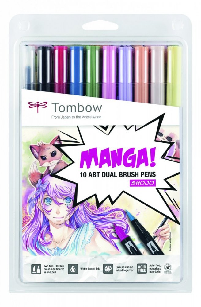 Tombow Set obostranih flomastera ABT Dual Brush Pen – Manga Shojo, 10 kom.