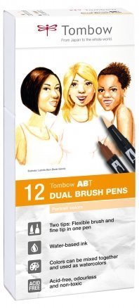 Tombow Set obostranih flomastera ABT Dual Brush Pen – Portrait colors, 12 kom.