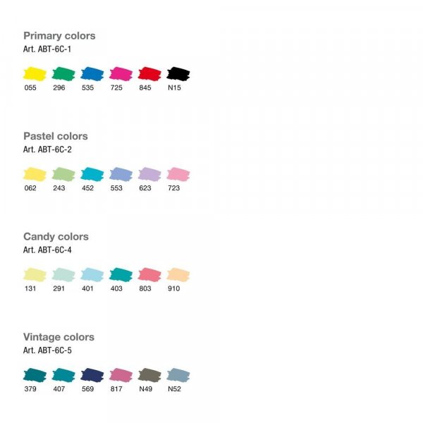 Tombow Set obostranih flomastera ABT Dual Brush Pen – Candy colours, 6 kom.