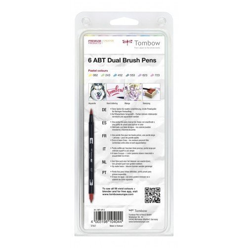 Tombow Set obostranih flomastera ABT Dual Brush Pen – Pastels, 6 kom.