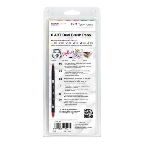 Tombow Set obostranih flomastera ABT Dual Brush Pen – Dermatologicaly tested, 6 kom.