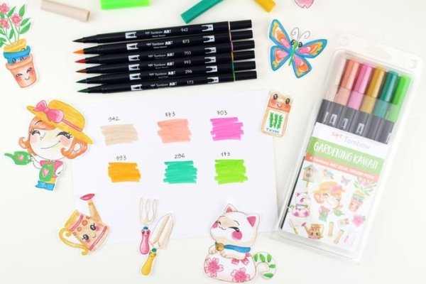 Tombow sada oboustranných fixů 6ks GARDEN (limitovaná edice)