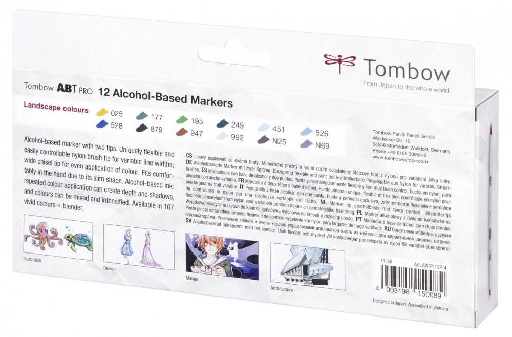 Tombow Set obostranih flomastera na bazi alkohola ABT PRO – Landscape colors, 12 kom.