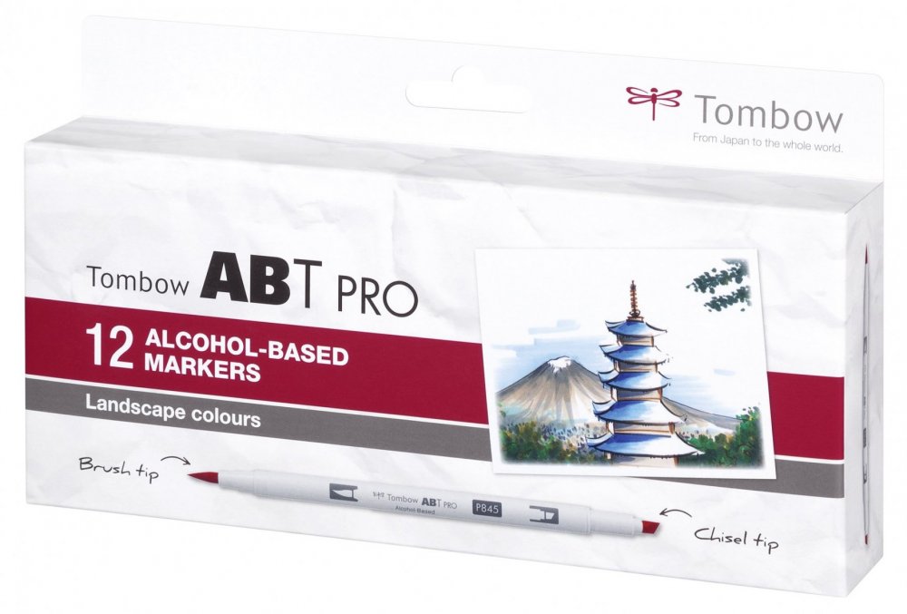 Tombow Set obostranih flomastera na bazi alkohola ABT PRO – Landscape colors, 12 kom.