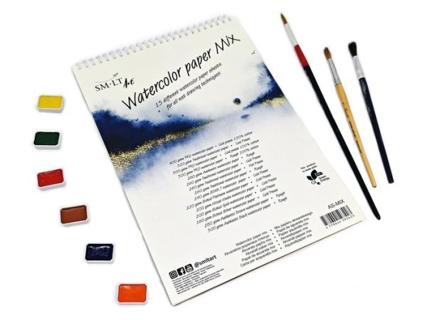 SMLT art Blok akvarel MIX, A4, 15 listů, různé gramáže