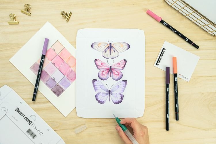 Zestaw Watercoloring Canvas Set Elegant Butterflies