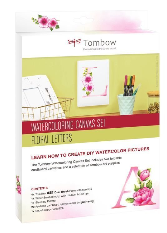 Zestaw Watercoloring Canvas Set Floral Letters