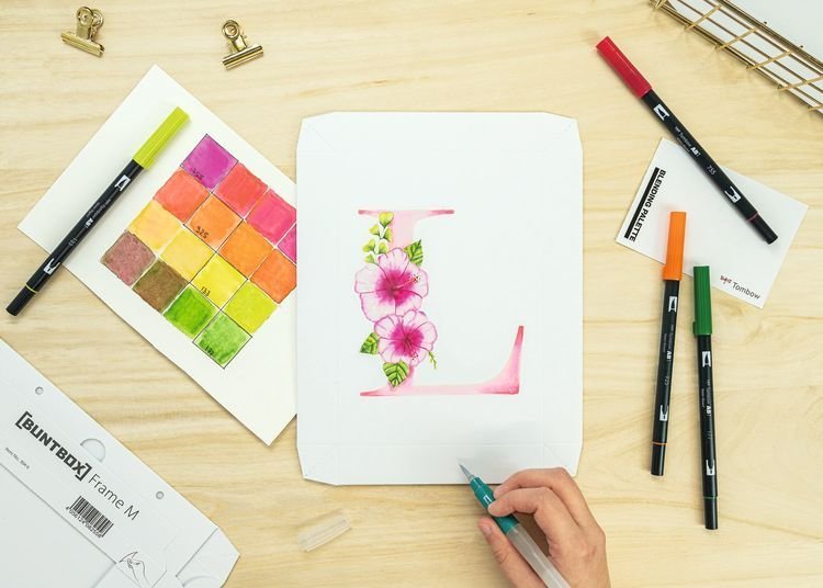 Zestaw Watercoloring Canvas Set Floral Letters