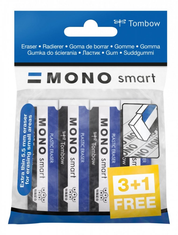 Tombow Gumica Mono Smart, pakiranje 3+1 gratis
