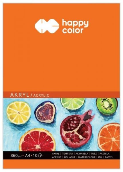 Happy Color Blok na akryl, A4, 10 listů, 360 g