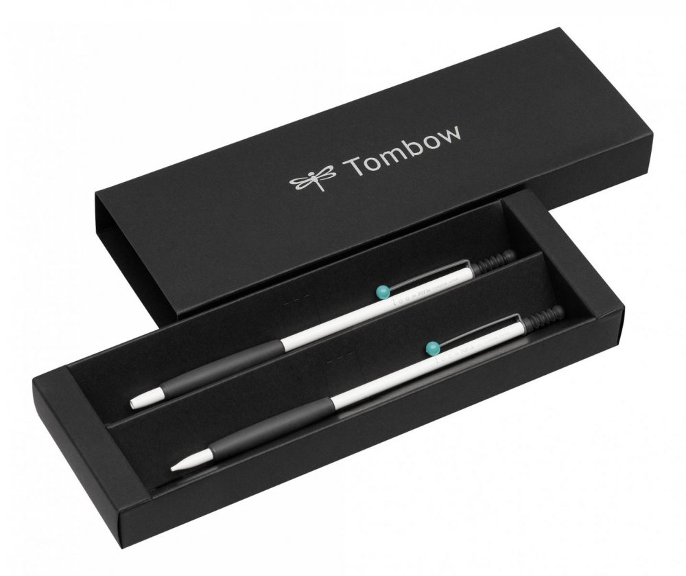 Tombow Set ZOOM 707 kemijska olovka + tehnička olovka, bijela/siva/tirkizna