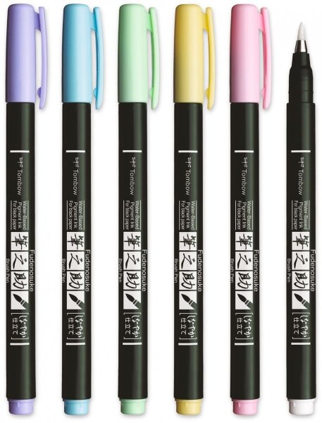 Tombow Flomaster s vrhom u obliku kista Fudenosuke pastel za crni papir, white