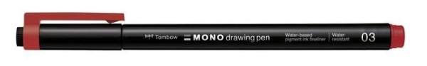 Tombow Fineliner MONO drawing pen, šířka stopy 03 (cca 0.35 mm), červená