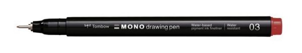 Tombow Fineliner MONO drawing pen, šířka stopy 03 (cca 0.35 mm), červená