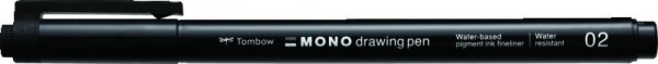 Tombow Fineliner MONO drawing pen, širina traga: 02 (cca 0,3 mm), crna boja, pojedinačno