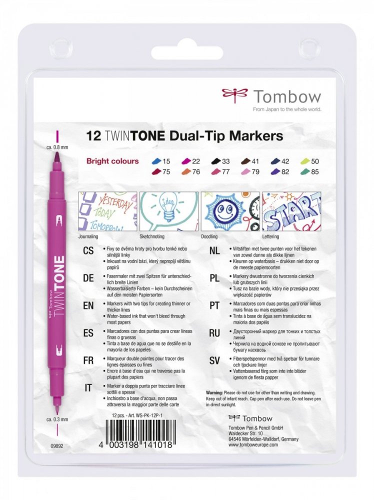 Tombow Set obostranih flomastera TwinTone, Brights