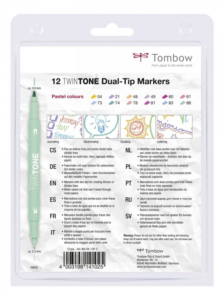 Tombow Set obostranih flomastera TwinTone, Pastels
