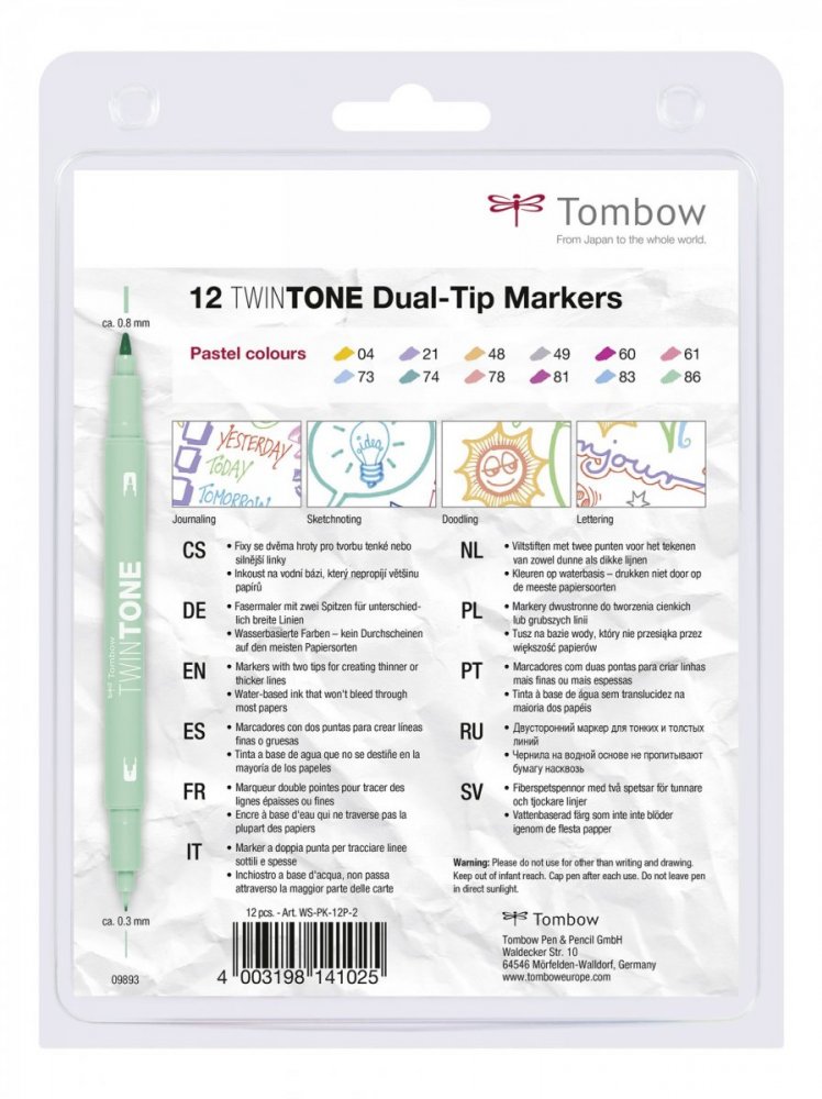 Tombow Set obostranih flomastera TwinTone, Pastels