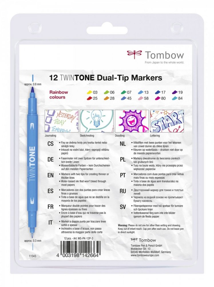 Tombow Set obostranih flomastera TwinTone, Rainbow