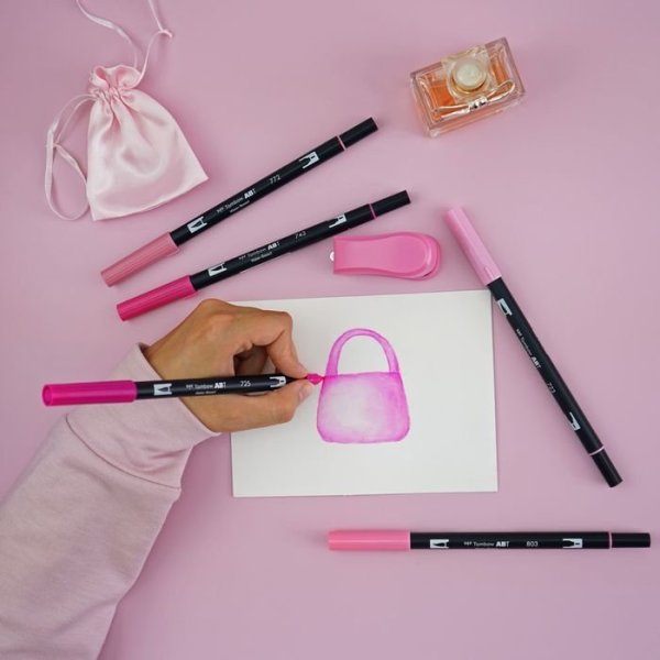 Tombow sada oboustranných fixů 6ks – PINK (limitovaná edice)