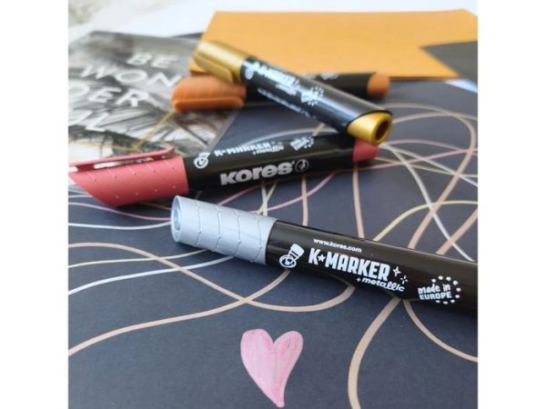 Kores Kreativní akrylový popisovač K-marker Metallic set 4 ks, zlatá, stříbrná, měděná, chromově růžová
