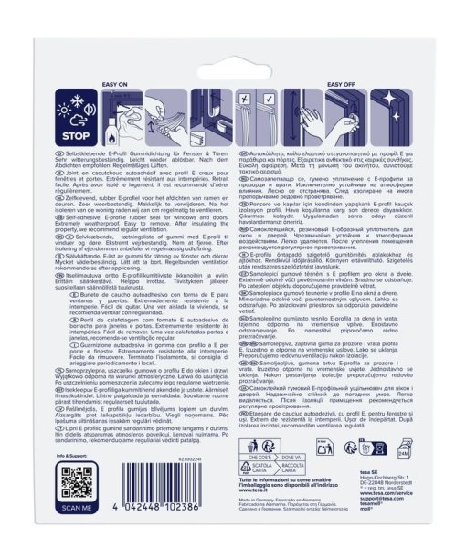 tesa® IZOLAČNÍ Samolepicí těsnění – gumové, profil E, 25 m x 9 mm x 4 mm, hnědé