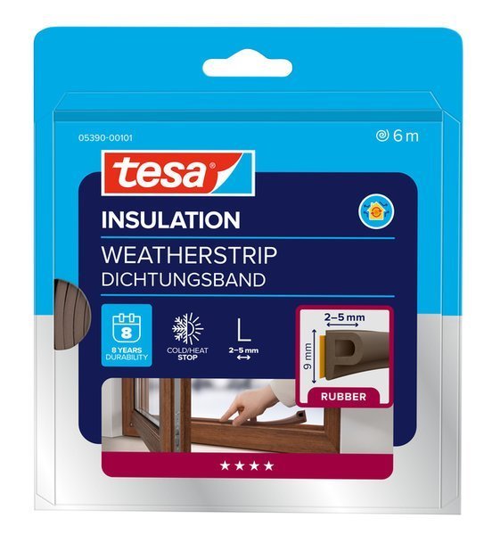 tesa® IZOLAČNÍ Samolepicí gumové těsnění – profil P, hnědá, 6m