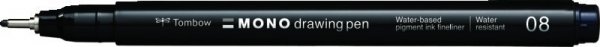 Tombow Fineliner MONO drawing pen, širina traga: 08 (cca 0,6 mm), crna boja, pojedinačno
