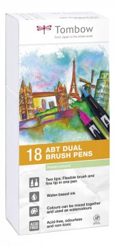 Tombow Set obostranih flomastera ABT Dual Brush Pen – Pastels, 18 kom.