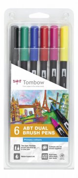 Tombow Set obostranih flomastera ABT Dual Brush Pen – Primary colours, 6 kom.