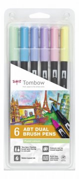 Tombow Set obostranih flomastera ABT Dual Brush Pen – Pastels, 6 kom.