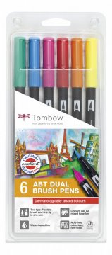 Tombow Set obostranih flomastera ABT Dual Brush Pen – Dermatologicaly tested, 6 kom.