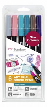 Tombow Set obostranih flomastera ABT Dual Brush Pen – Vintage colors, 6 kom.