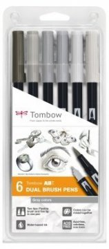 Tombow Set obostranih flomastera ABT Dual Brush Pen – Gray colors, 6 kom.