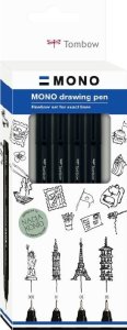 Tombow Set MONO drawing pen Fine, 4 komada: 005 (cca 0,2 mm), 01 (cca 0,25 mm), 03 (cca 0,35 mm), 05 (cca 0,45 mm)