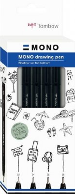 Tombow Set MONO drawing pen Fine, 4 komada: 005 (cca 0,2 mm), 01 (cca 0,25 mm), 03 (cca 0,35 mm), 05 (cca 0,45 mm)